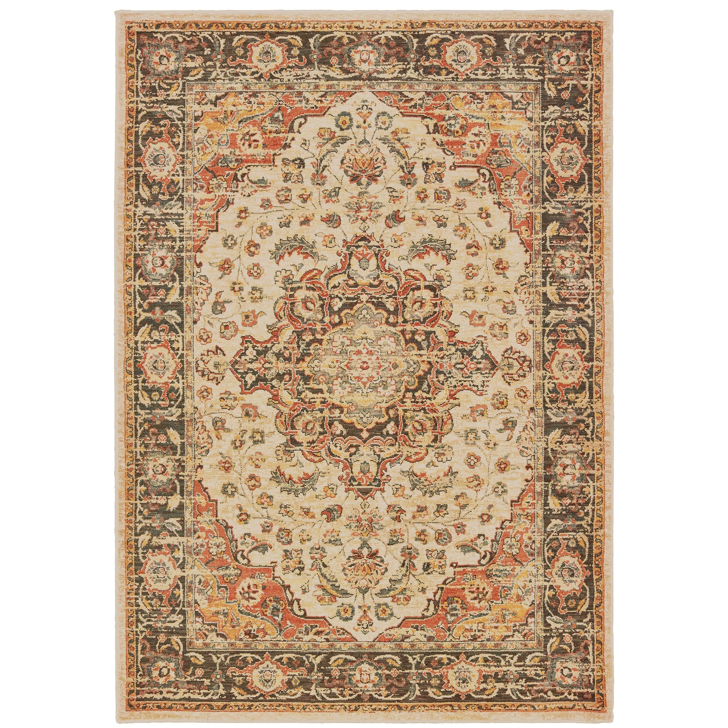 Toscana Ivory Orange Traditional Oriental Indoor Rug