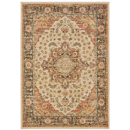 Toscana Ivory Orange Traditional Oriental Indoor Rug