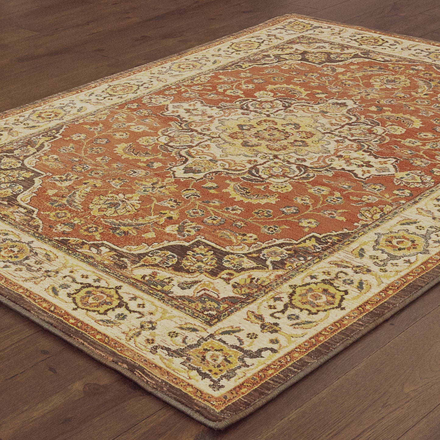 Toscana Orange Ivory Traditional Oriental Indoor Rug