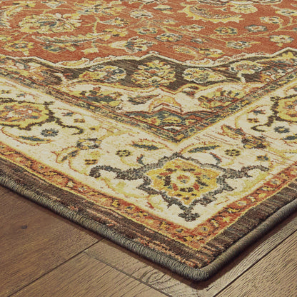 Toscana Orange Ivory Traditional Oriental Indoor Rug