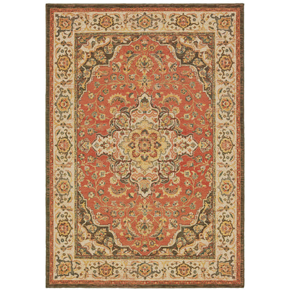 Toscana Orange Ivory Traditional Oriental Indoor Rug