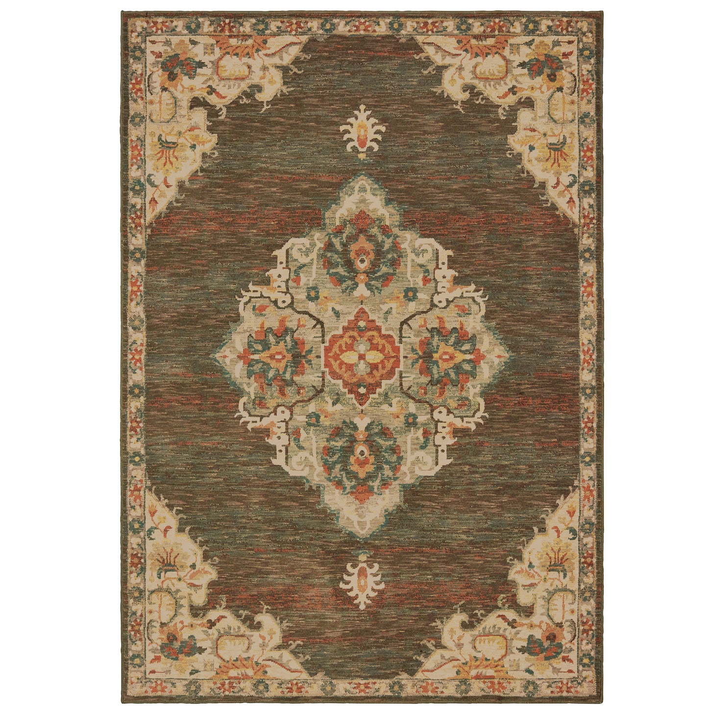 Toscana Charcoal Orange Traditional Oriental Indoor Rug