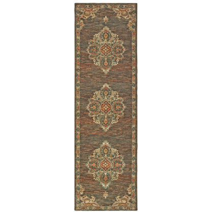 Toscana Charcoal Orange Traditional Oriental Indoor Rug