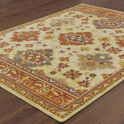 Toscana Ivory Orange Traditional Oriental Indoor Rug