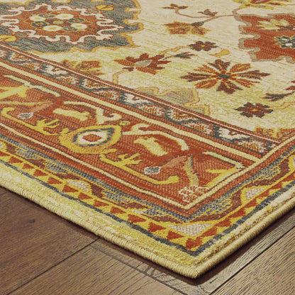 Toscana Ivory Orange Traditional Oriental Indoor Rug