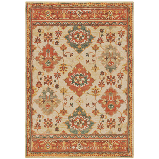 Toscana Ivory Orange Traditional Oriental Indoor Rug