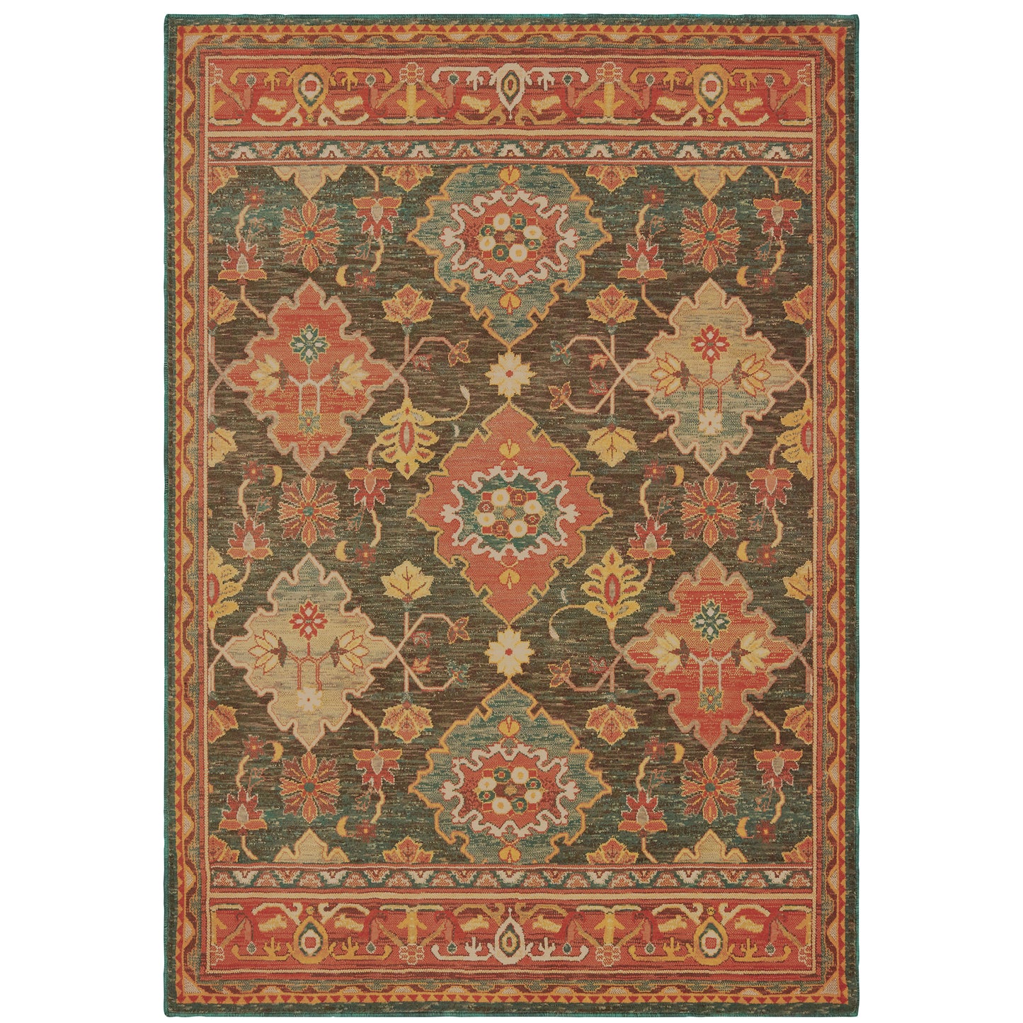 Toscana Charcoal Orange Traditional Oriental Indoor Rug