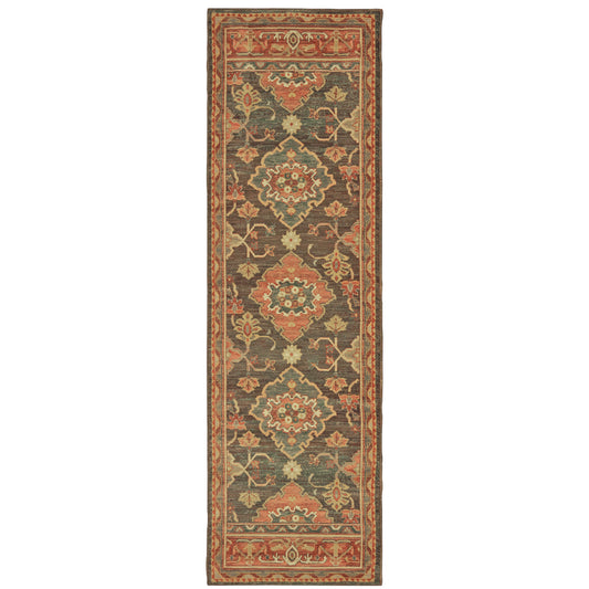 Toscana Charcoal Orange Traditional Oriental Indoor Rug