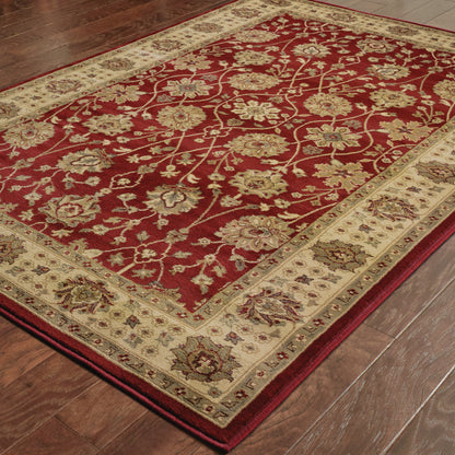 Tybee Red Beige Traditional Floral Indoor Rug