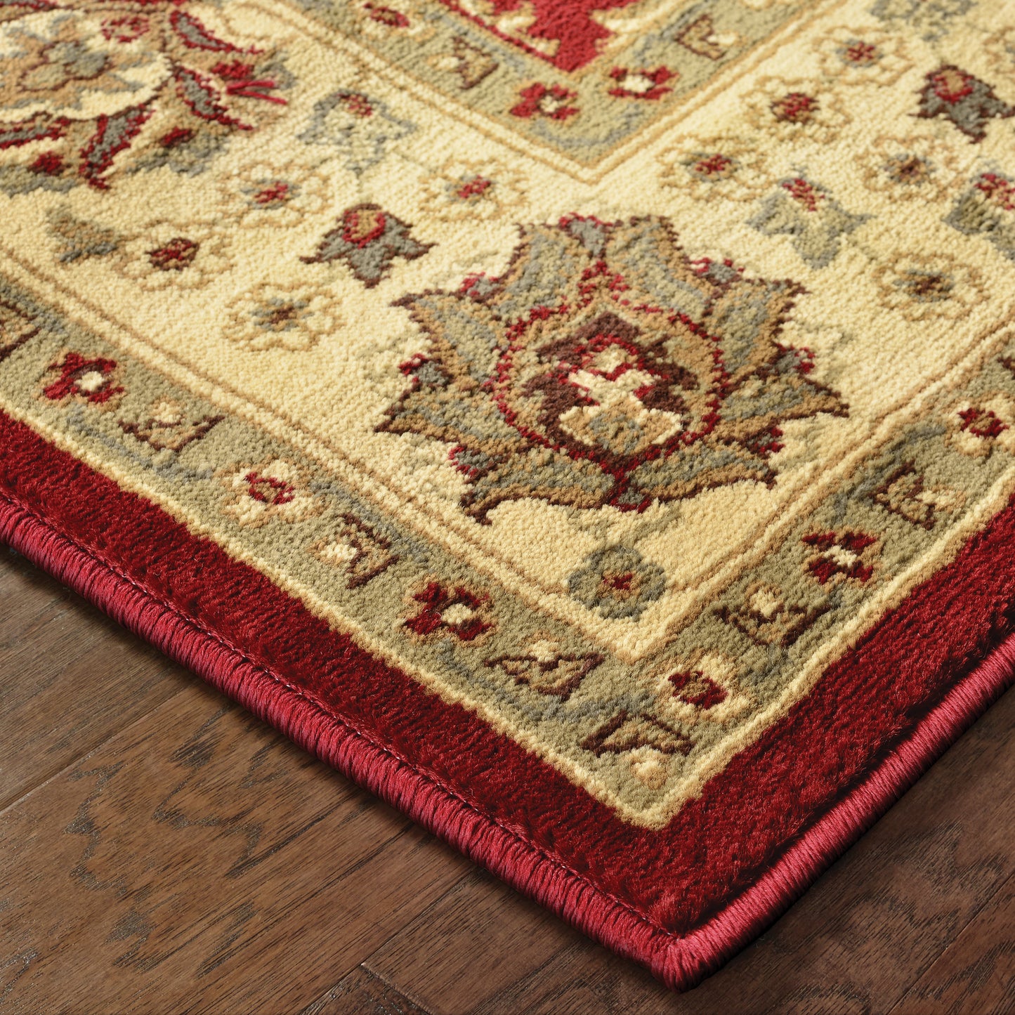 Tybee Red Beige Traditional Floral Indoor Rug