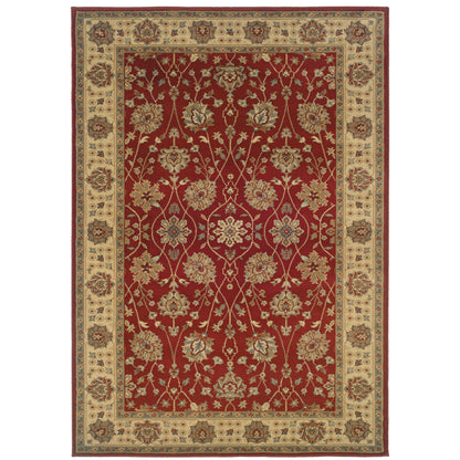 Tybee Red Beige Traditional Floral Indoor Rug