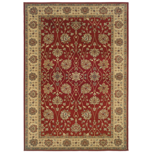 Tybee Red Beige Traditional Floral Indoor Rug