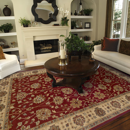 Tybee Red Beige Traditional Floral Indoor Rug