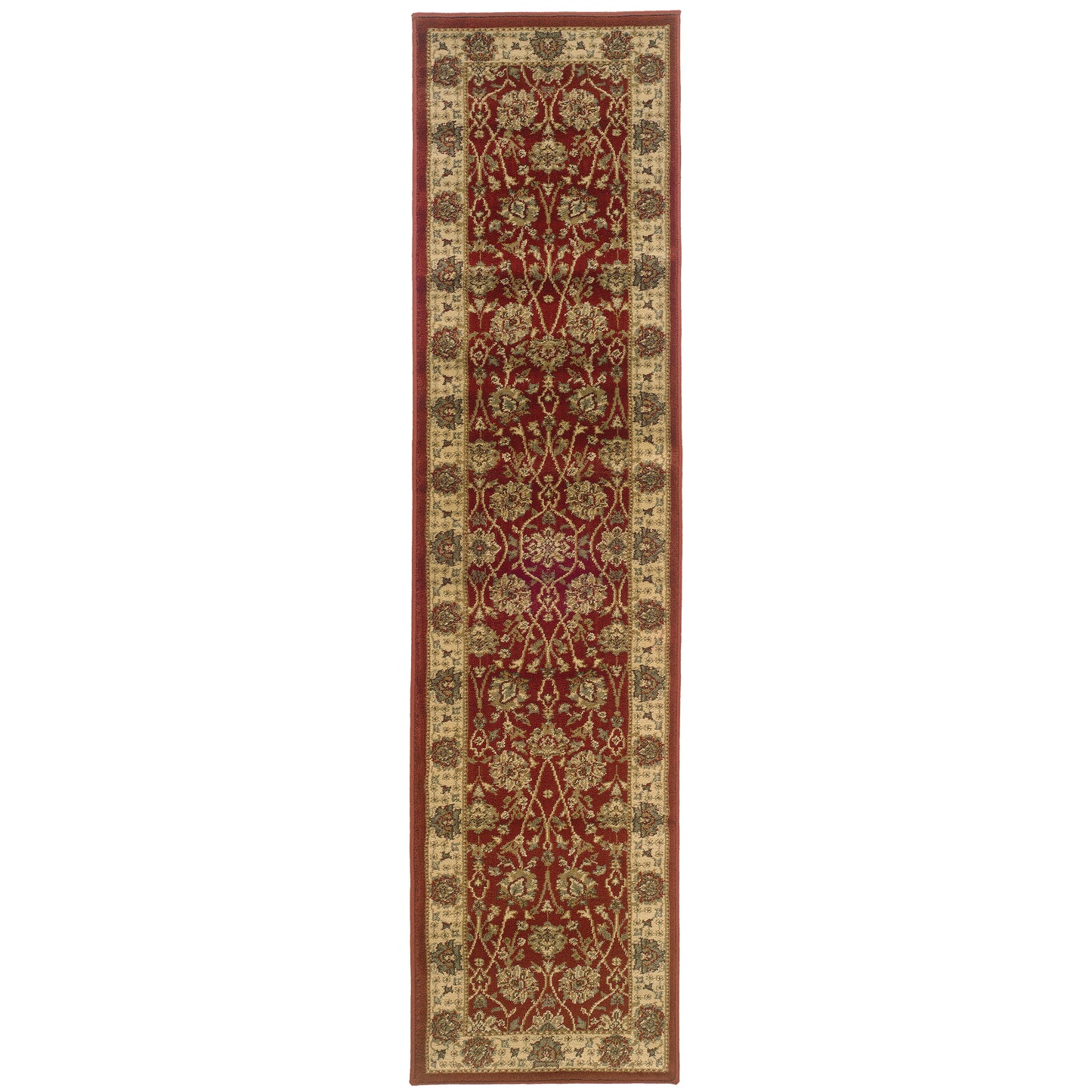 Tybee Red Beige Traditional Floral Indoor Rug