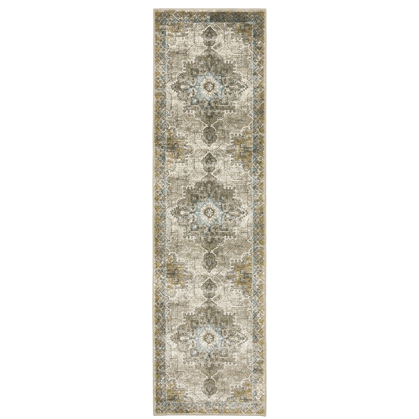 Venice Grey Blue Traditional Oriental Indoor Rug