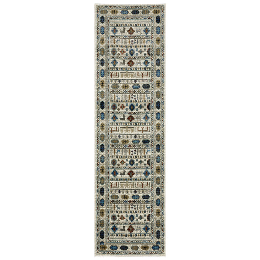 Venice Ivory Multi-colored Bohemian Tribal Indoor Rug