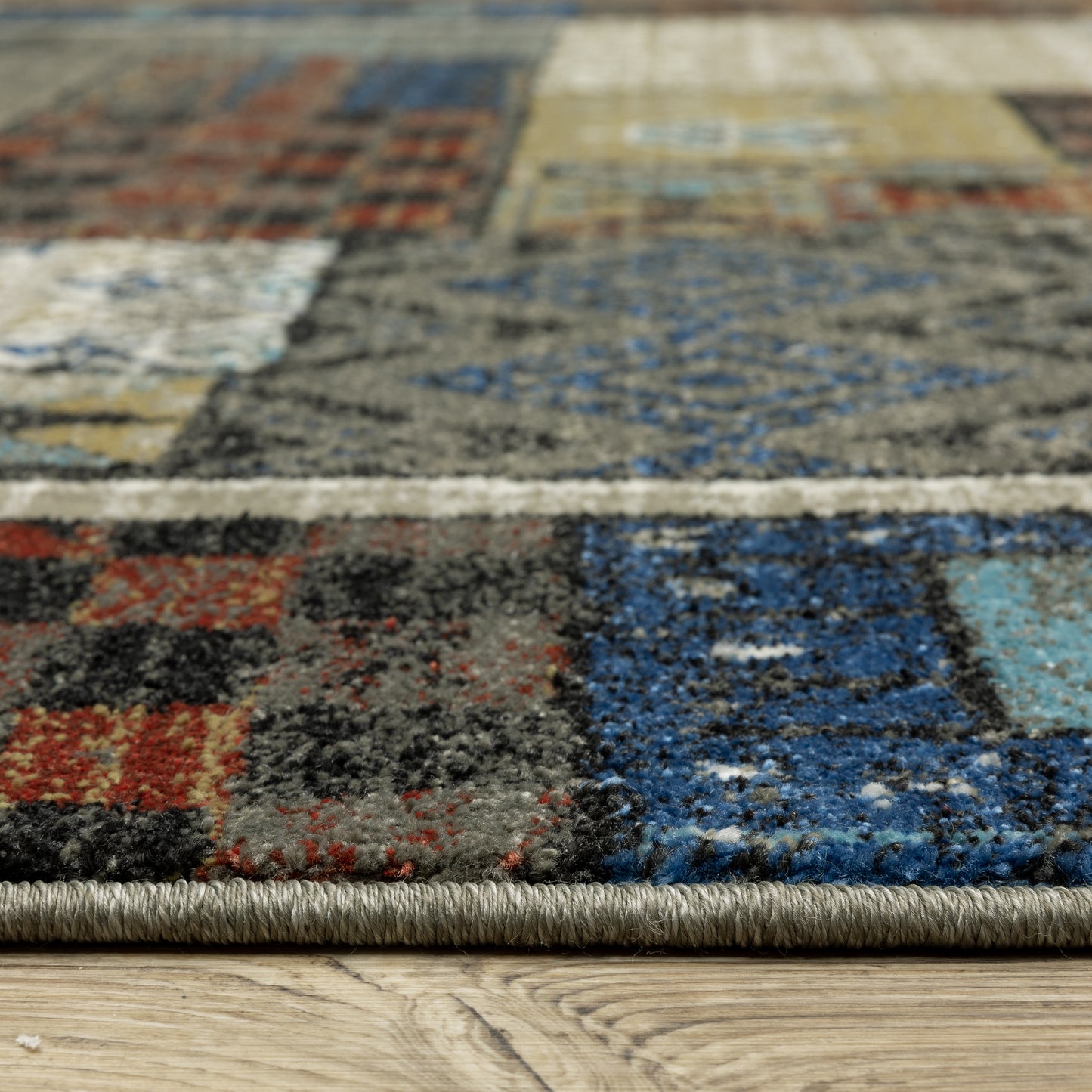 Venice Blue Gold Bohemian Patchwork Indoor Rug