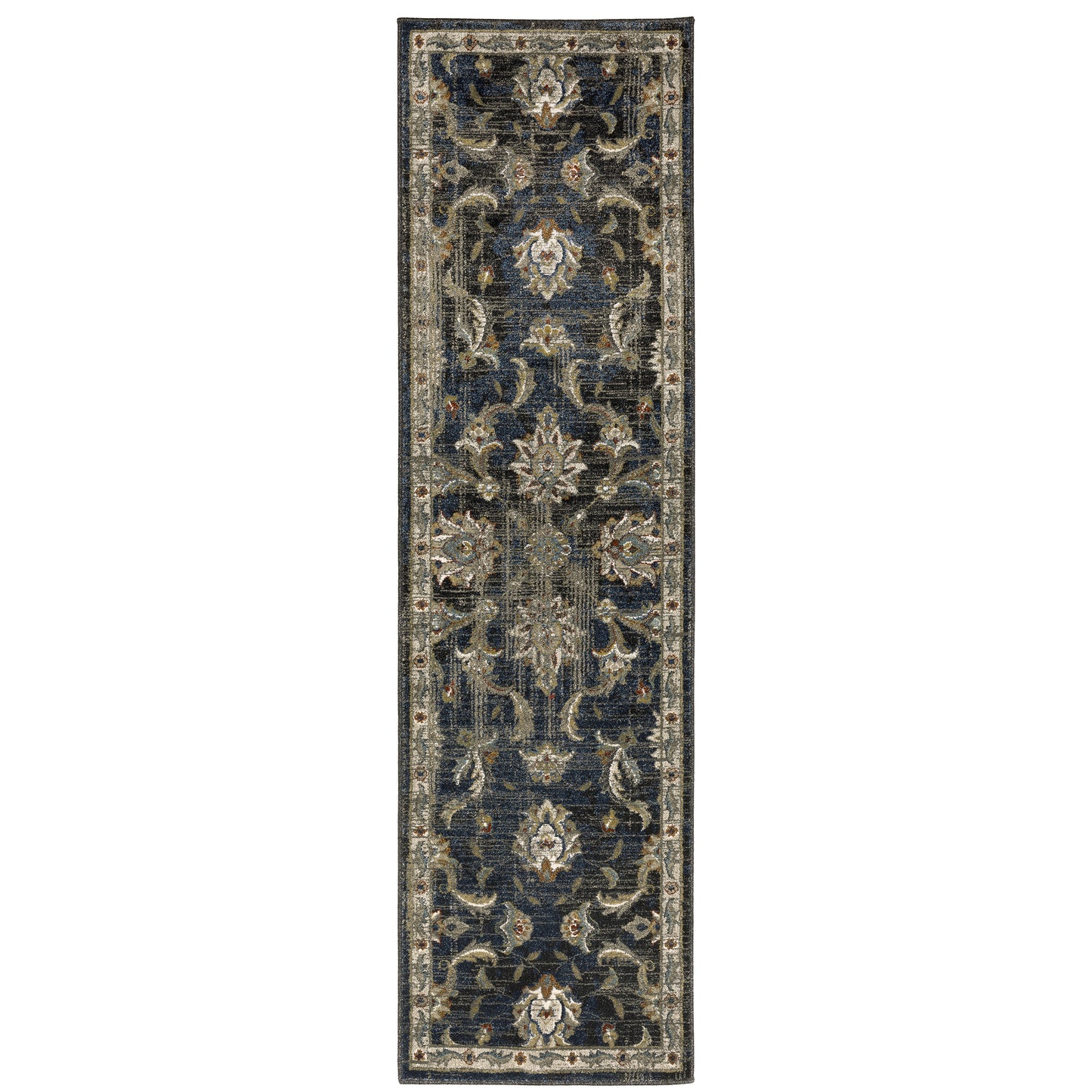 Venice Charcoal Blue Traditional Oriental Indoor Rug