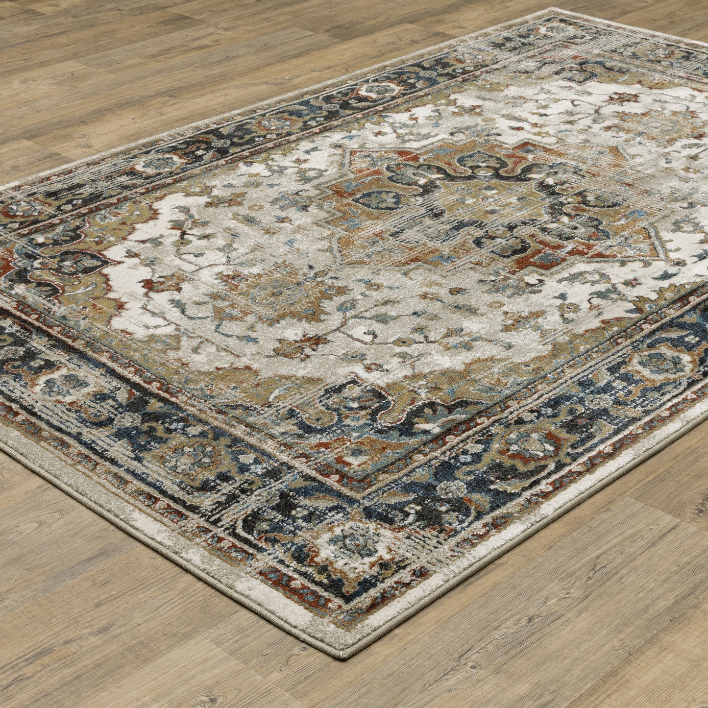 Venice Beige Blue Traditional Oriental Indoor Rug