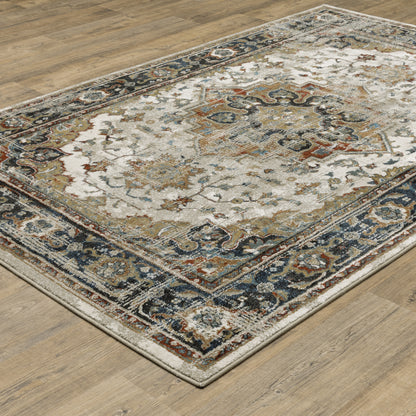 Venice Beige Blue Traditional Oriental Indoor Rug