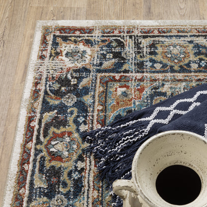 Venice Beige Blue Traditional Oriental Indoor Rug