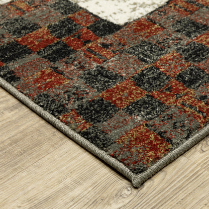 Venice Beige Blue Bohemian Patchwork Indoor Rug