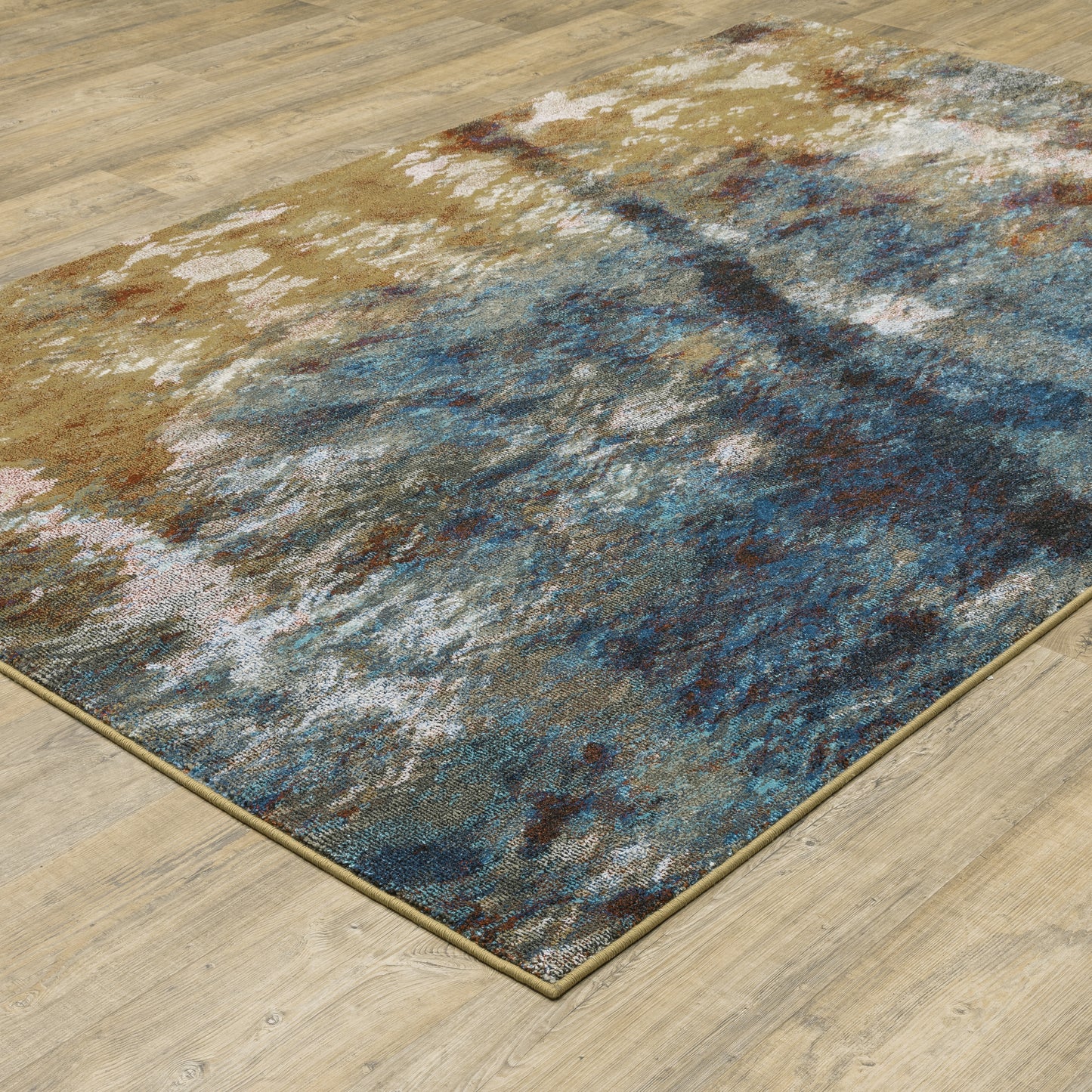 Venice Blue Gold Modern & Contemporary Abstract Indoor Rug