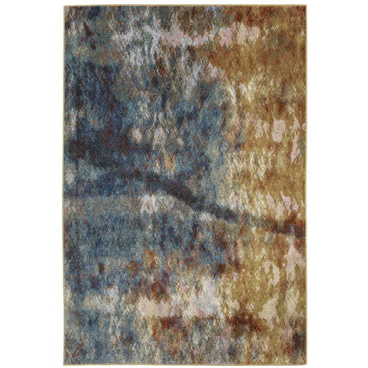 Venice Blue Gold Modern & Contemporary Abstract Indoor Rug