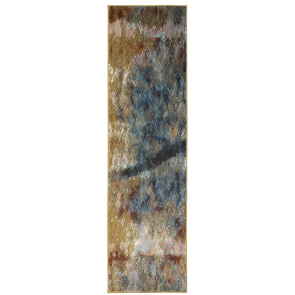 Venice Blue Gold Modern & Contemporary Abstract Indoor Rug