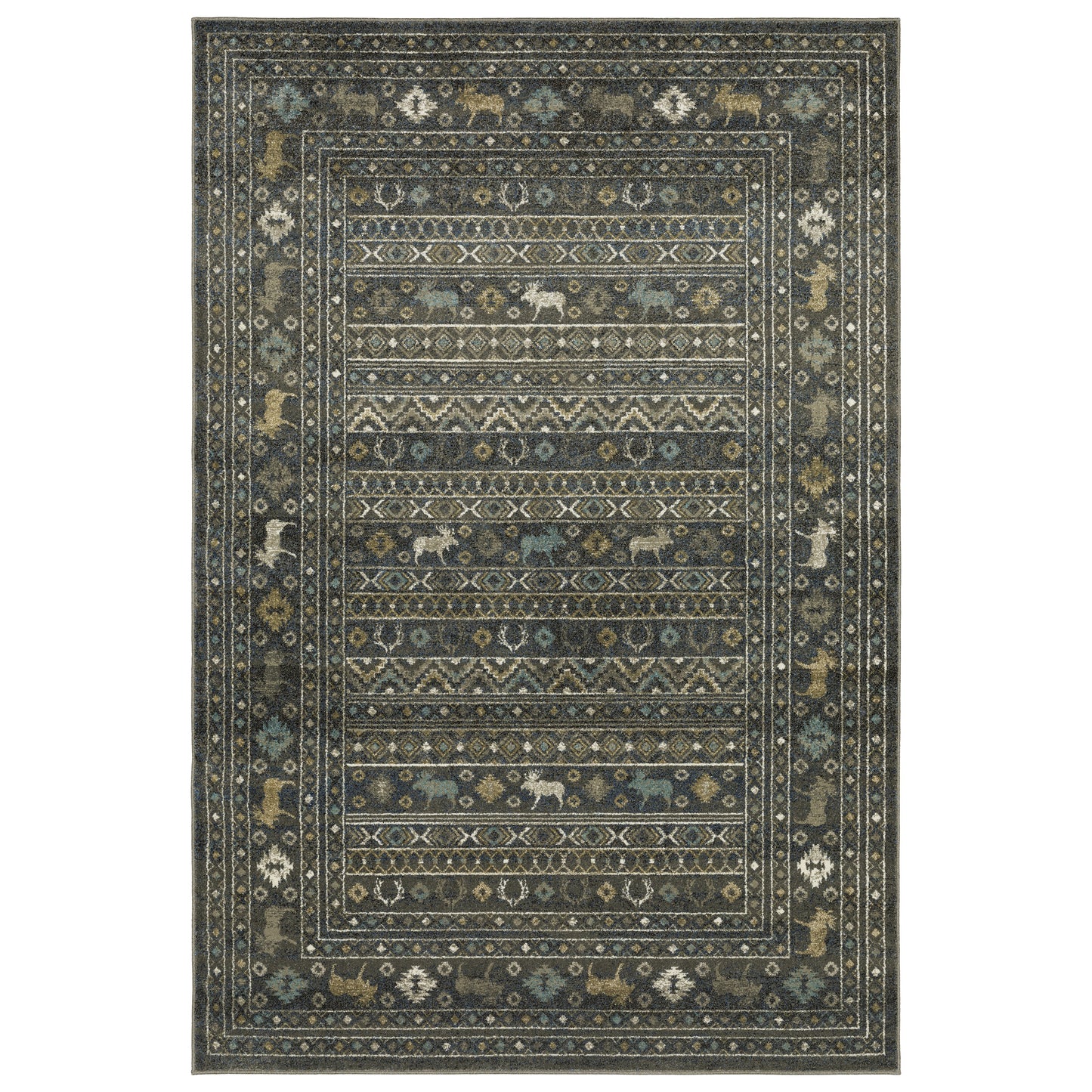 Venice Blue Gold Southwestern/Lodge Southwest/Lodge Indoor Rug