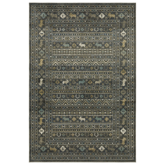 Venice Blue Gold Southwestern/Lodge Southwest/Lodge Indoor Rug