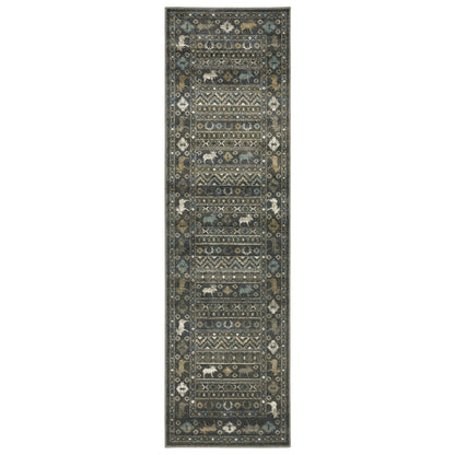 Venice Blue Gold Southwestern/Lodge Southwest/Lodge Indoor Rug