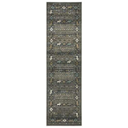 Venice Blue Gold Southwestern/Lodge Southwest/Lodge Indoor Rug