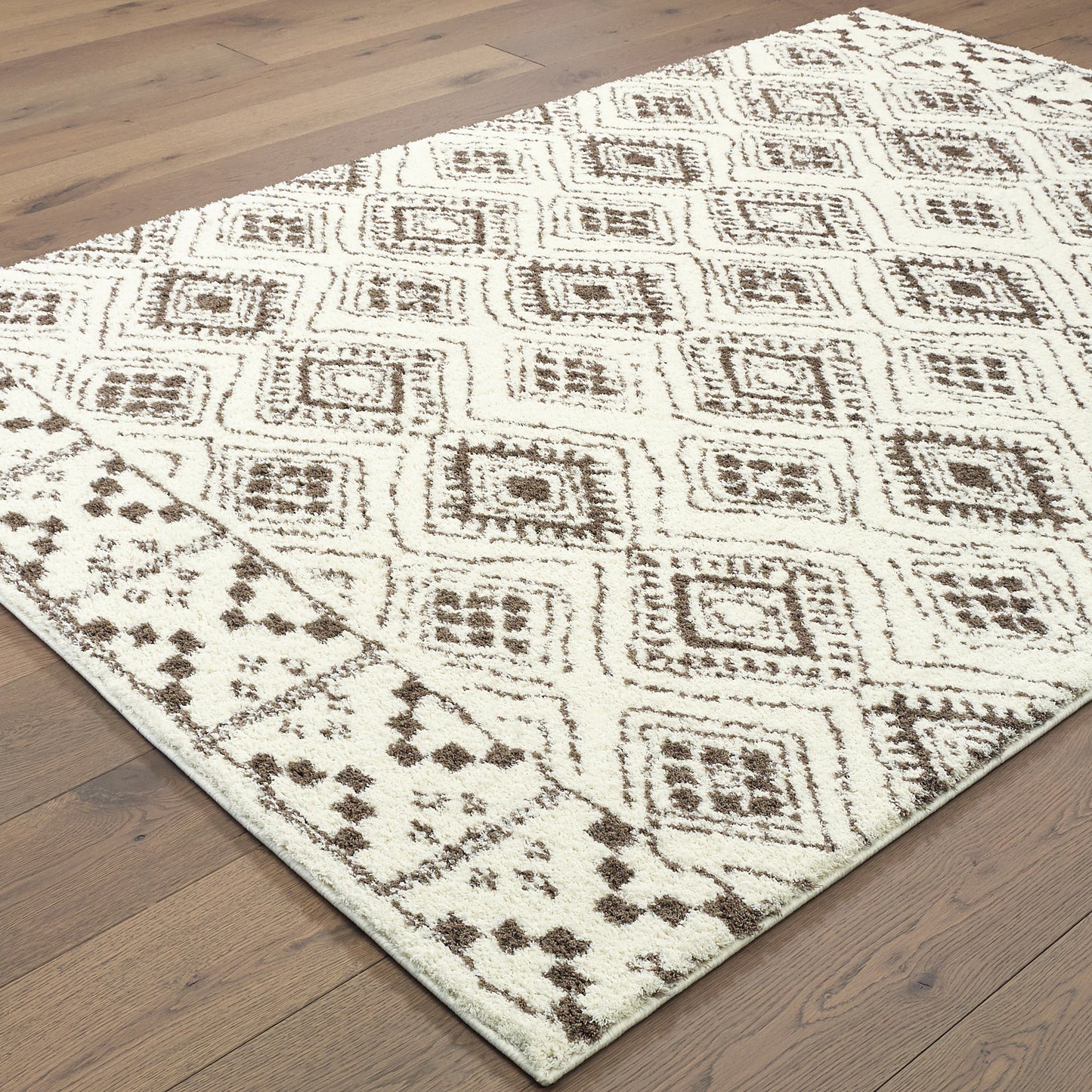 Verona Ivory Brown Tribal Geometric Indoor Rug