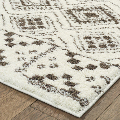 Verona Ivory Brown Tribal Geometric Indoor Rug