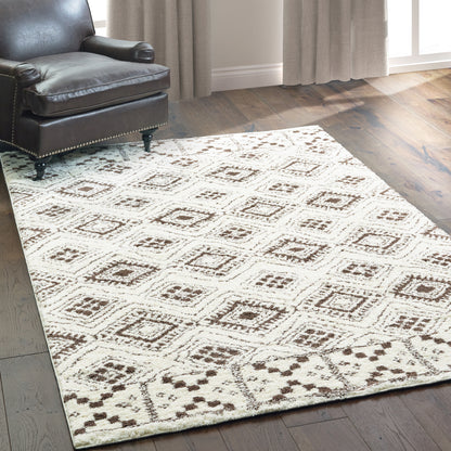 Verona Ivory Brown Tribal Geometric Indoor Rug