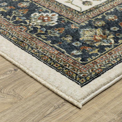 Vivian Ivory Navy Traditional Oriental Indoor Rug