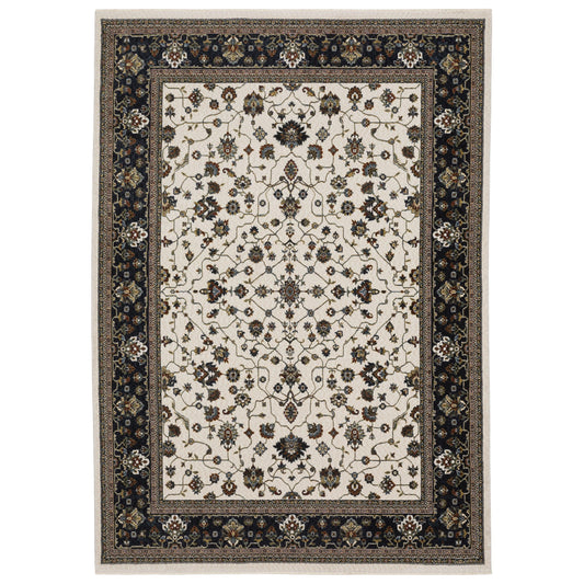 Vivian Ivory Navy Traditional Oriental Indoor Rug