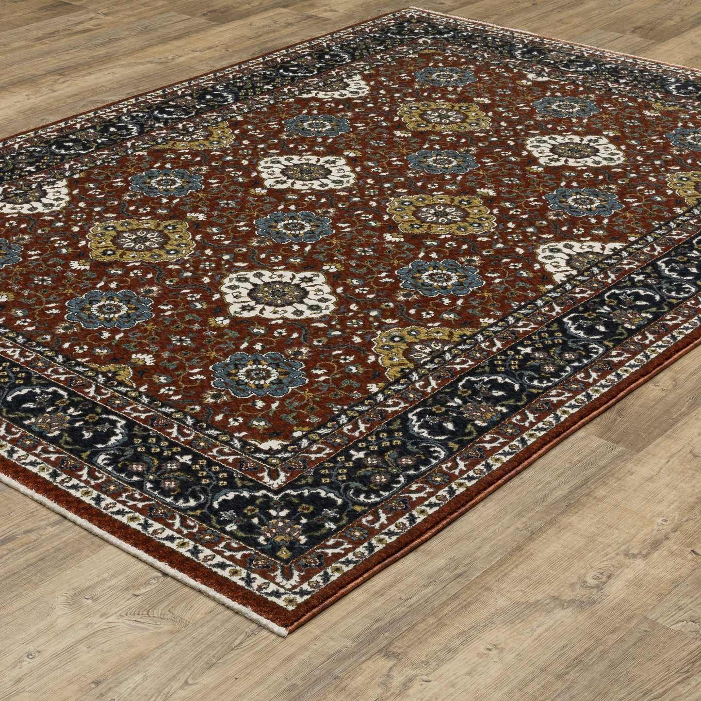 Vivian Red Navy Traditional Oriental Indoor Rug