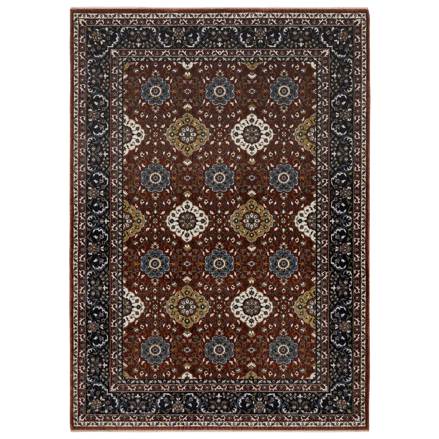 Vivian Red Navy Traditional Oriental Indoor Rug