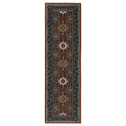 Vivian Red Navy Traditional Oriental Indoor Rug