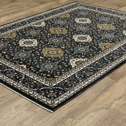 Vivian Navy Gold Traditional Oriental Indoor Rug