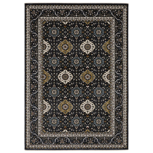 Vivian Navy Gold Traditional Oriental Indoor Rug