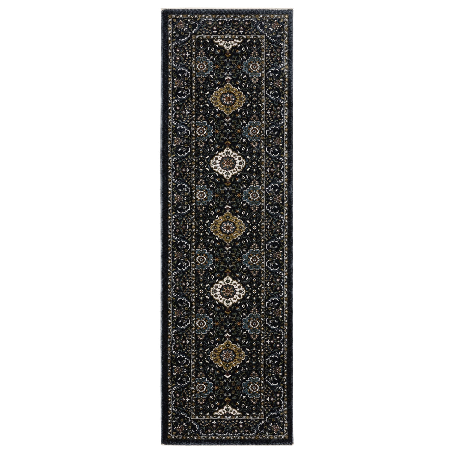 Vivian Navy Gold Traditional Oriental Indoor Rug