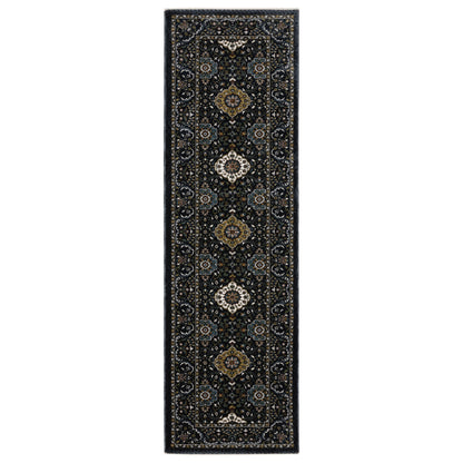 Vivian Navy Gold Traditional Oriental Indoor Rug