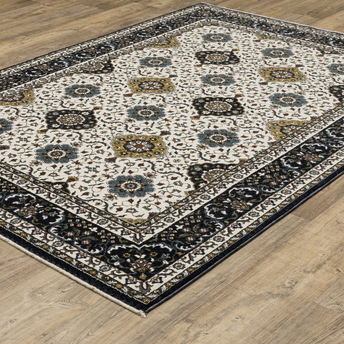 Vivian Ivory Navy Traditional Oriental Indoor Rug