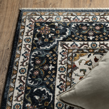 Vivian Ivory Navy Traditional Oriental Indoor Rug