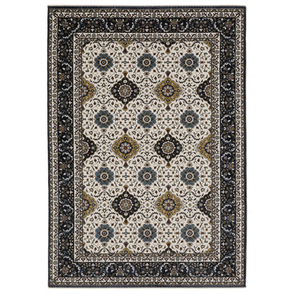 Vivian Ivory Navy Traditional Oriental Indoor Rug