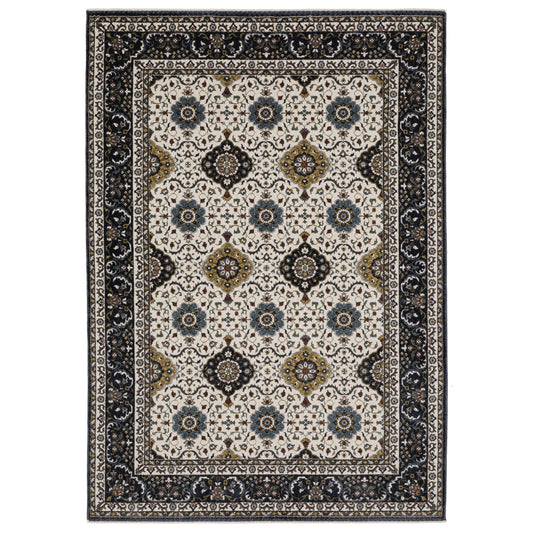 Vivian Ivory Navy Traditional Oriental Indoor Rug