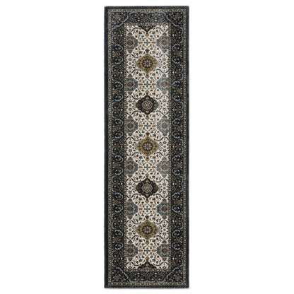 Vivian Ivory Navy Traditional Oriental Indoor Rug